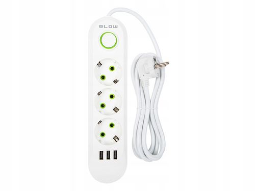 PRZEDŁUŻACZ WŁĄCZNIK 3x USB 3 GNIAZDA 2m UZIEMIENIE 3X1MM LISTWA na Arena.pl
