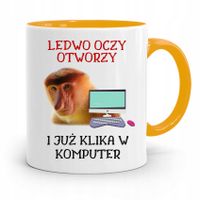 Kubek Żółty Nosacz Janusz Ledwo Oczy Otworzy Z Nadrukiem Ze Zdjęciem