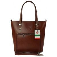 Włoska skórzana klasyczna torebka na ramię Vera Pelle ,format A4, Brązowa VBZ66M