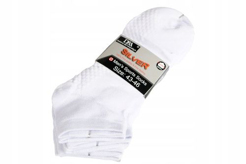 15x KRÓTKIE SKARPETY Bawełniane ODDYCHAJĄCE SKARPETKI sportowe Białe 40-43 na Arena.pl