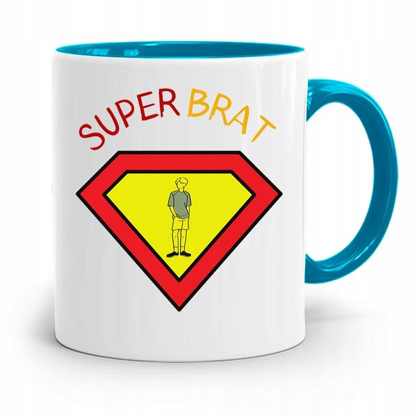Kubek Błękitny Prezent Dla Brata Super Brat Z Nadrukiem Ze Zdjęciem zdjęcie 1