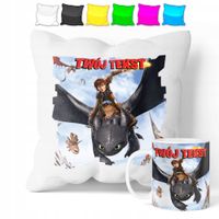 ZESTAW: KUBEK + POSZEWKA - WYTRESOWAĆ SMOKA - PREZENT WIELE WZORÓW + IMIĘ