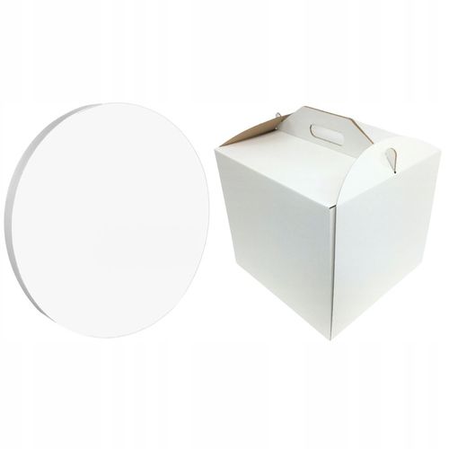 Pudełko na tort 30x30x28cm + Podkład 30 cm styrodurowy biały na Arena.pl