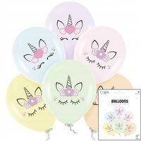 ZESTAW BALONÓW Z NADRUKIEM W JEDNOROŻCE DEKORACJA URODZINOWA NA IMPREZE