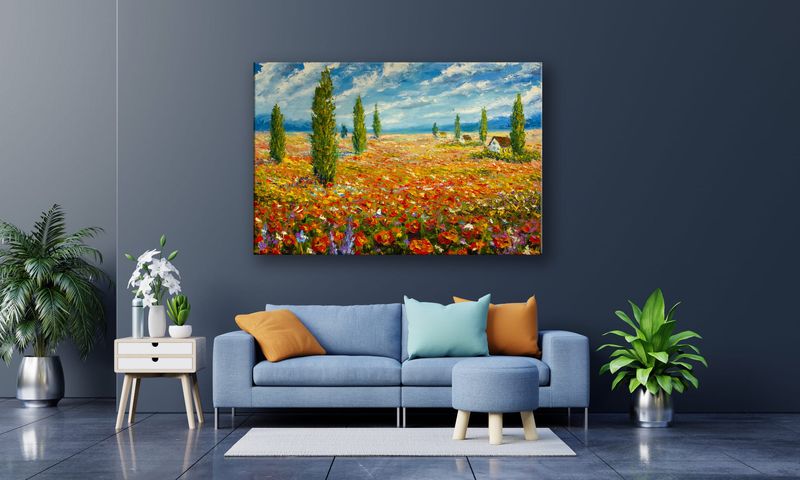 OBRAZ NA PŁÓTNIE 084 Pole maków 60x40cm zdjęcie 4
