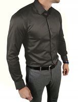 Grafitowa koszula męska slim fit biznesowa elegancka dopasowana