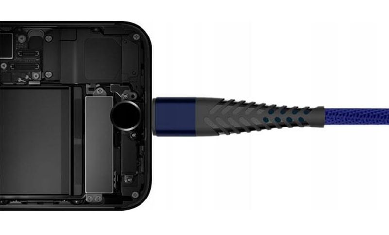 Kabel USB Typ-C - USB Typ-C Spider oplot (1 m, niebieski) zdjęcie 2
