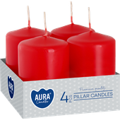 Świece pieńkowe walce BISPOL Aura sw40/60-030 (czerwone) ~7h 4szt.