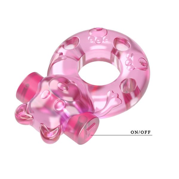 Vibrating Bear Cock Ring – Pink zdjęcie 8