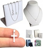 Łańcuszek srebrny 925 Krzyżyk Komplet Srebrny (na PREZENT / Komunia)