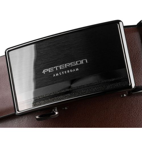 skórzany pasek męski w brązowym kolorze z automatyczną klamrą - peterson na Arena.pl