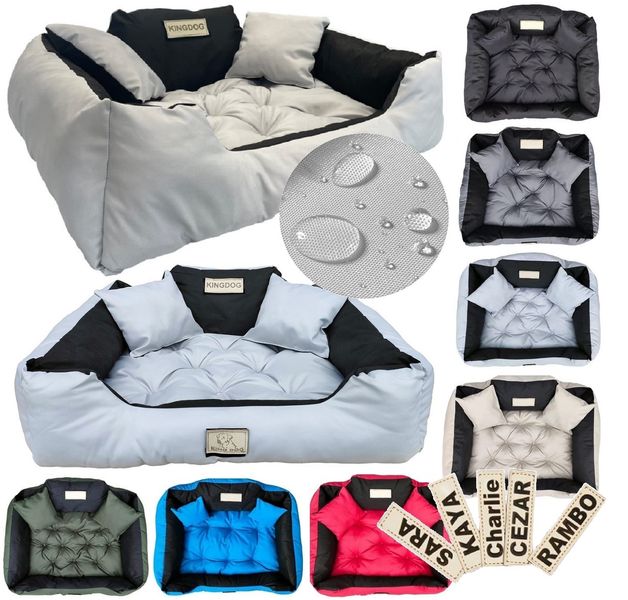 Legowisko dla psa kojec KINGDOG 55x45 cm wodoodporne jasnoszare zdjęcie 1