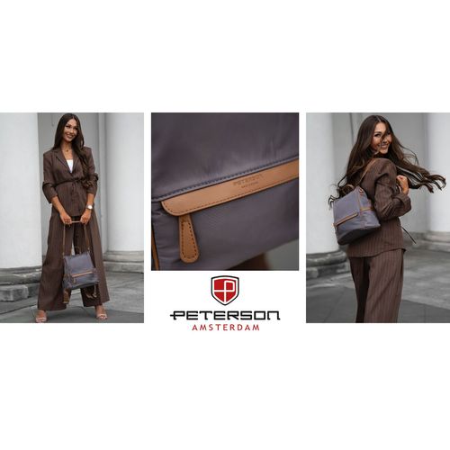 szary plecak damski z nylonu i skóry ekologicznej z doczepianym paskiem, na Arena.pl