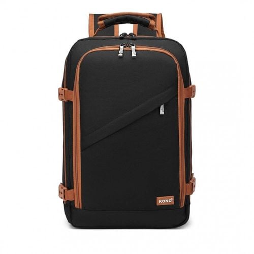 KONO Plecak podróżny kabinowy do samolotu RYANAIR 40x20x25 czarno brązowy na Arena.pl