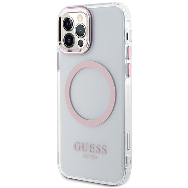 Etui Guess do iPhone 12, iPhone 12 Pro, Różowy, MagSafe zdjęcie 2