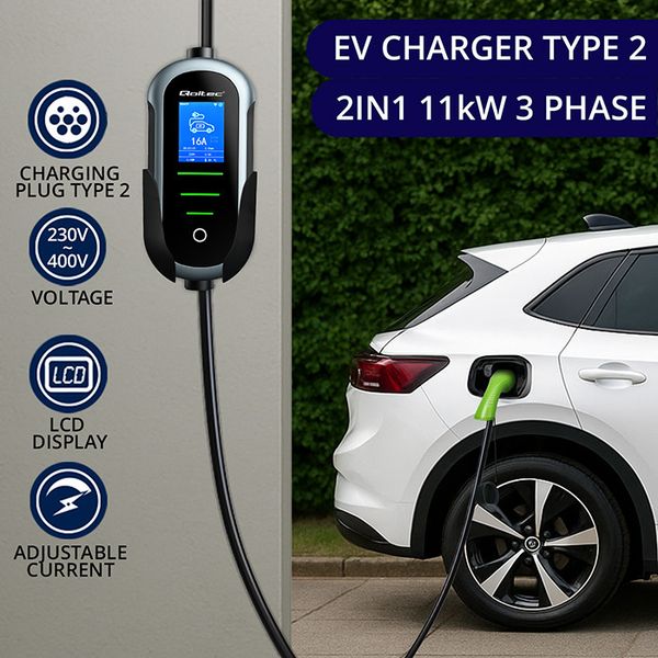 Qoltec ładowarka EV Typ 2 11kW WiFi 5m zdjęcie 2