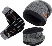 CZAPKA ZIMOWA MĘSKA DOTYKOWE RĘKAWICZKI KOMIN/SZALIK, MU4ZZ1