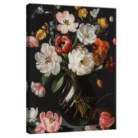 OBRAZ DO SALONU SYPIALNI KWIATY CZARNY NOWOCZESNY NA PŁÓTNIE ŚCIANĘ 60x40