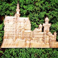 Obraz zamek Neuschwanstein płaskorzeźba zamku 40cm