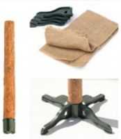 stojak sosnowy z juta do choinki sztucznej na pniu