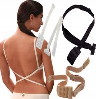 ZESTAW NIEWIDOCZNE ZAPIĘCIE PRZEDŁUŻKI STANIKA BEZ PLECÓW KOMPLET 3 KOLORY