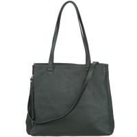 VERA PELLE torebka damska skórzana shopper z paskiem V514 c.zielona