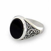 SREBRNY SYGNET Z ONYKSEM PRÓBA SREBRA 925 GRAWER GRATIS