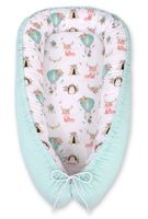 Kokon niemowlęcy dwustronny kojec otulacz Premium BOBONO- beżowe liski/