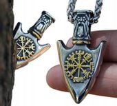 Męski Naszyjnik Stal Viking Nordycki Amulet Grot