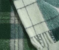 Koc wełniany z frędzlami zielona krata