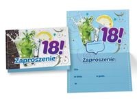 Zaproszenia na urodziny 18 (osiemnastka) drinki dla chłopaka (ZZ-039) 5 szt