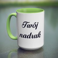 Duży kubek XXL z jasnozielonym wnętrzem i uszkiem z Twoim nadrukiem