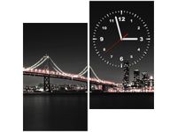 60X60 KWADRAT ZEGAR ŚCIENNY PANORAMA MOSTU SAN FRANCISCO OBRAZ