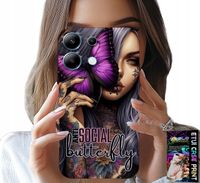 ETUI DO XIAOMI NOTE 14S - ANTI SOCIAL BUTTERFLY RÓŻOWY MOTYL + SZKŁO