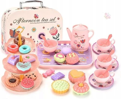 SERWIS KAWOWY ZESTAW do herbaty dla dzieci w walizce czajnik łyżki 40el na Arena.pl