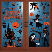 YIHELU wielokrotnego użytku naklejki Halloween na okna 9 arkuszy