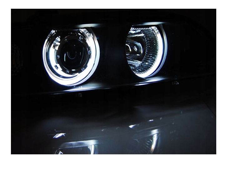 LAMPY REFLEKTORY DO BMW E39 OD 1995 DO 2000 Roku BIAŁE RINGI CCFL H7 GRATIS zdjęcie 4