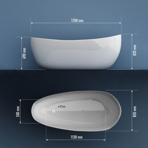 WANNA WOLNOSTOJĄCA 170 CM NOVA CLASSIC Grafit na Arena.pl