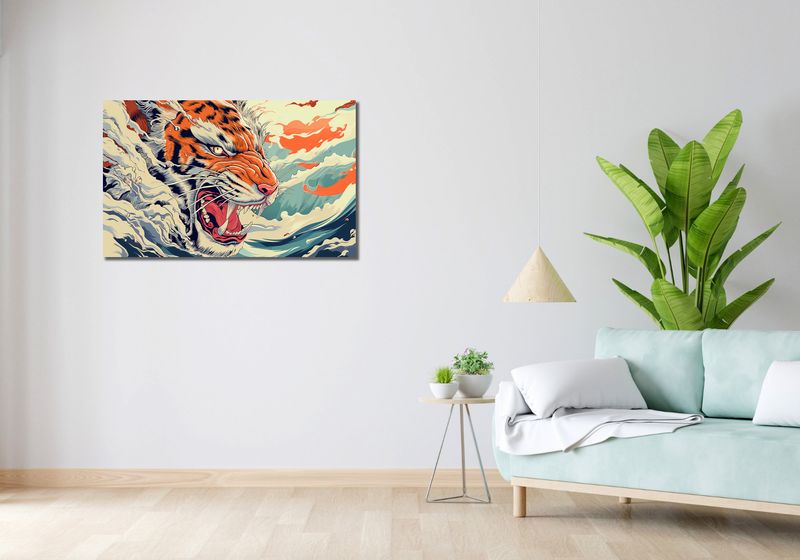 Obraz 100x60cm Tygrys Na Fali zdjęcie 2