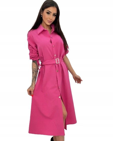 Sukienka midi amarant z paskiem ONE SIZE zdjęcie 1