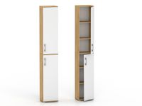 Szafa biurowa Pola 215 - 2D 30 cm Hikora naturalna z białymi frontami