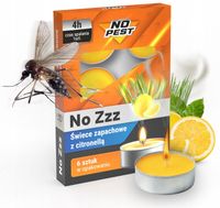 ŚWIECE ZAPACHOWE Z CITRONELLĄ ŚRODEK NA KOMARY MUCHY MOLE NO PEST (6 SZT)