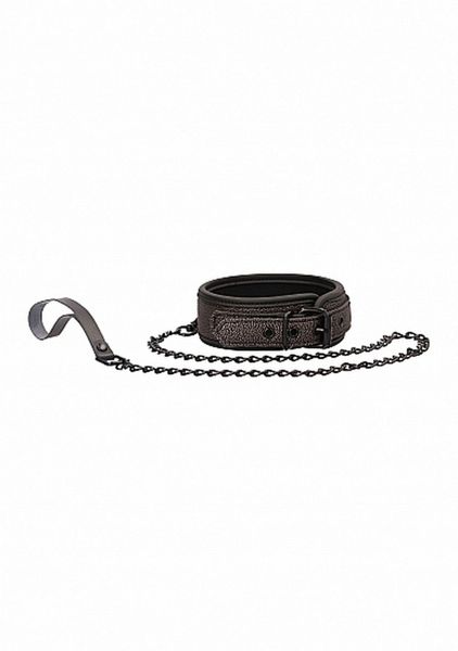 Ouch - Elegant Collar With Leash - Titanium Grey zdjęcie 1