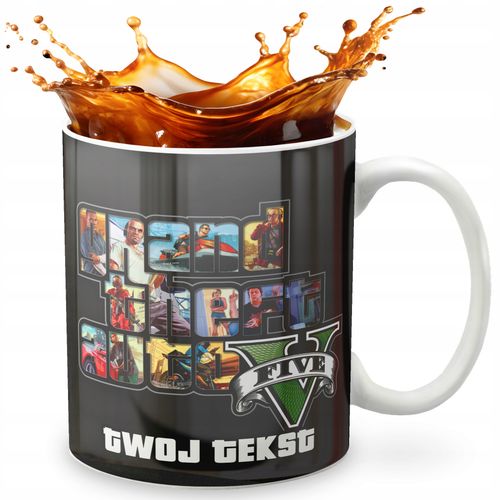 KUBEK 330ml GRAFIKA PREZENT ŚWIĘTA WZÓR - GRA GRAND THEFT + IMIĘ na Arena.pl