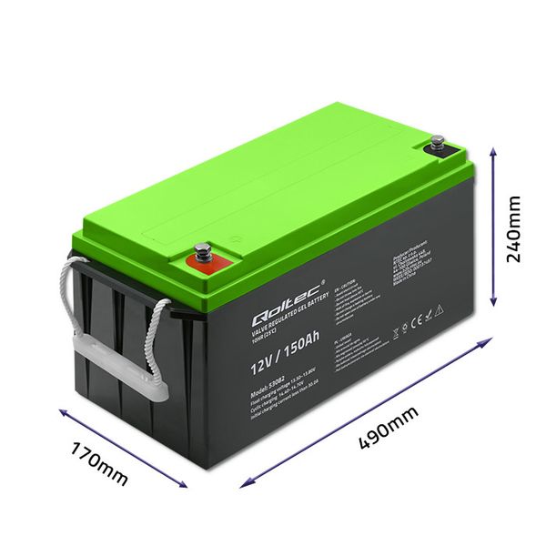 Qoltec Akumulator żelowy 12V 150Ah GEL zdjęcie 9