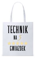 Torba Biała Eco Shopper Dla Technika Prezent Z Nadrukiem Ze Zdjęciem
