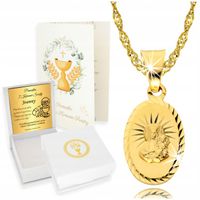 Złoty Łańcuszek z Medalikiem 925 Chrzest Komunia Grawer