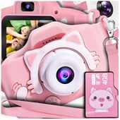 APARAT CYFROWY DLA DZIECI Dziecka Fotograficzny RÓŻOWY KOTEK + KARTA