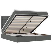 Rama łóżka otomana z materacem, szara, 180x200 cm, tkanina