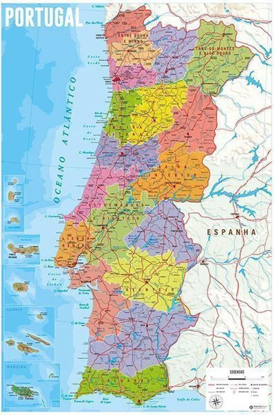 Mapa Portugalii - plakat 61x91,5 cm zdjęcie 1
